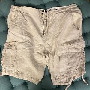 Mens linen cargo shorts